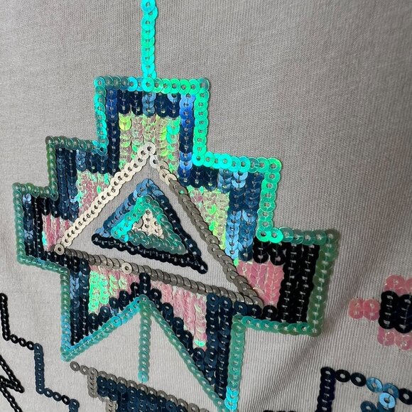 Express Skirt Womens Size S/P Tan Sequin Aztec Mini Sparkle Glam Summertime - Picture 6 of 13